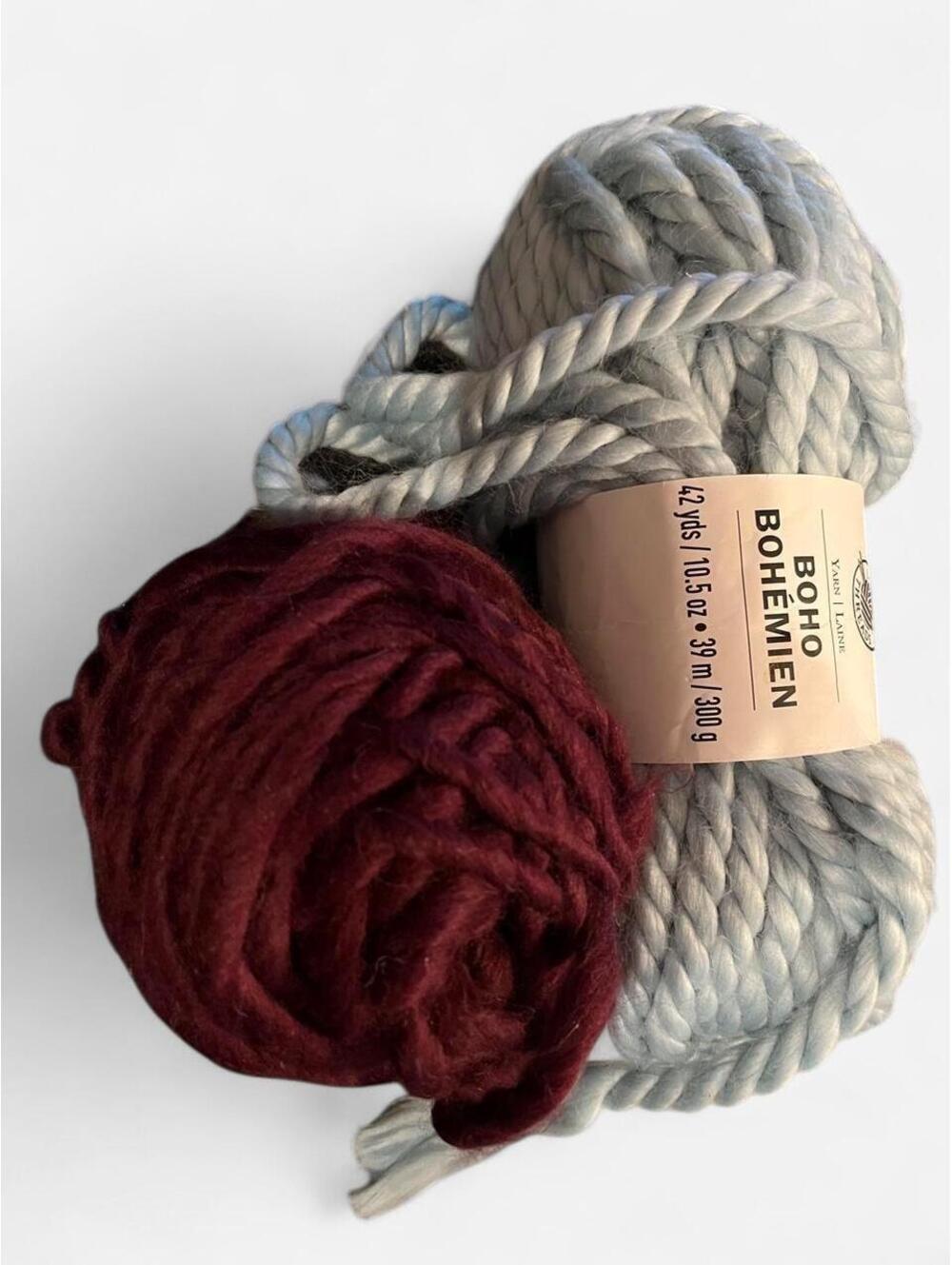 Super Bulky Yarn Bundle - Loops & Threads Boho Bohemien Blue & Burgundy Roving